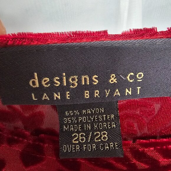 Vintage Lane Bryant Tee Velour Flocked Sheer Goth Whimsigoth Burnout Red 26/28 - Picture 7 of 9
